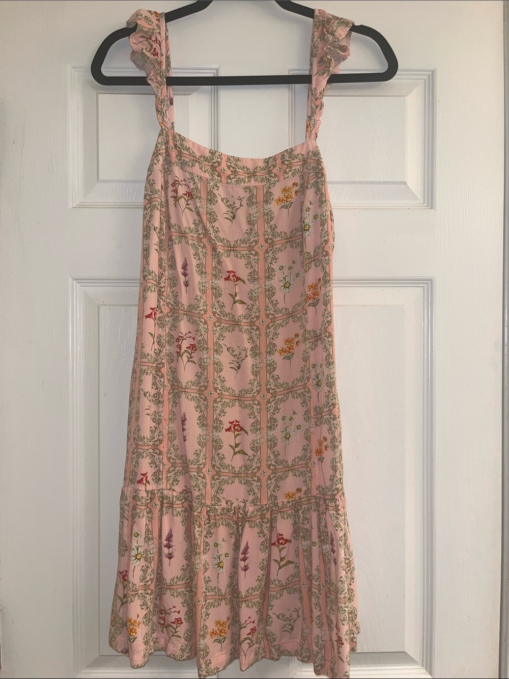 Agua Bendita Pink Floral Ruffle-Strap Sundress